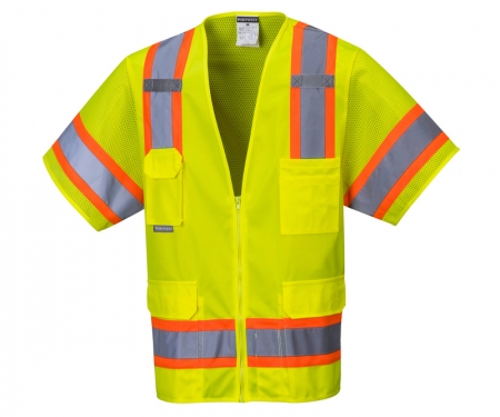 portwest us373yl hi vis construction vest short sleeve