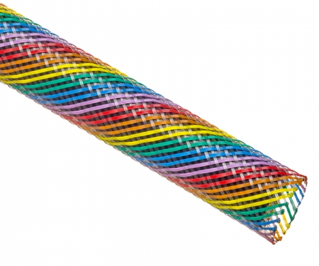 PET expandable braided sleeving, rainbow clear