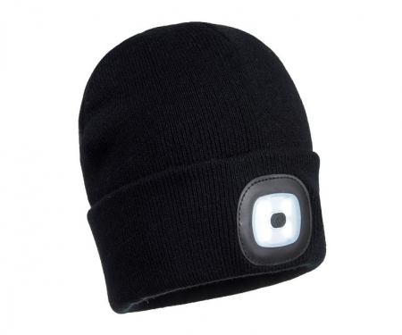 PORTWEST Rechargeable Twin LED Beanie - OS - Black PORTWEST Rechargeable Twin LED Beanie - OS - Black