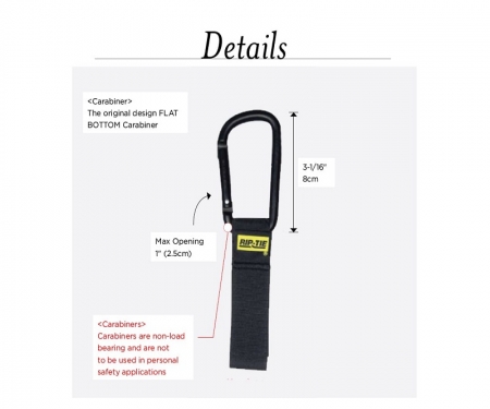 Rip Tie Cable Carrier Straps With Carabiner Details