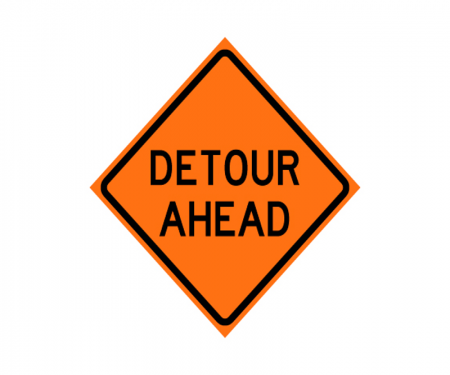 JBC safety sign Detour Ahead