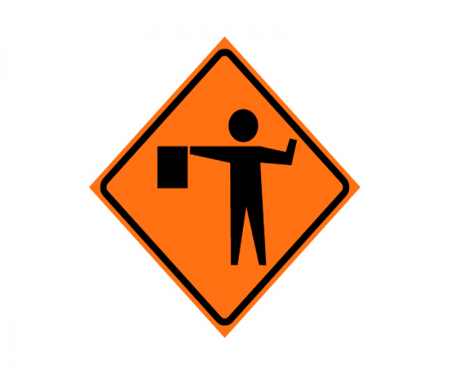 JBC roll up sign, Flagman image, Reflective, Orange