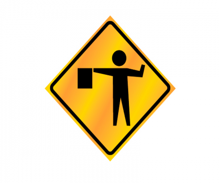 JBC roll up sign, Flagman image, reflective, Yellow