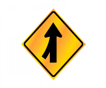 JBC roll up signage, merge right image, reflective, Yellow