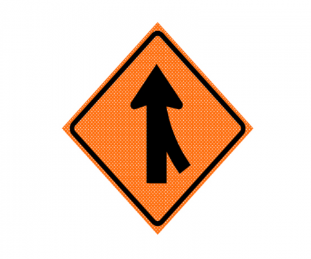 JBC roll up signage, merge left, image, orange
