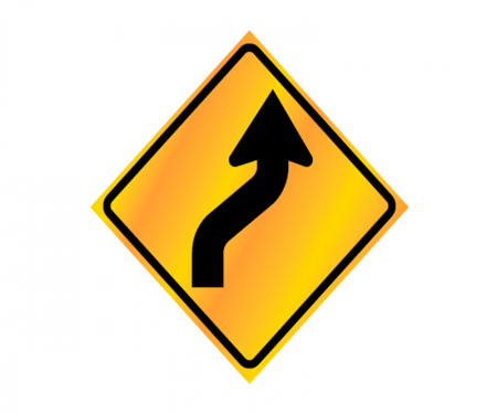 JBC roll up signage, curves right, image, reversible, eflective, Yellow