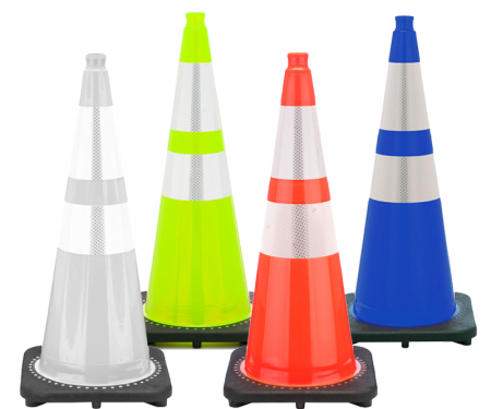 Orange Safety Traffic Cones W/4 & 6" 3M Reflective Collar 8/Pkg 2850-7-MM 28 In 