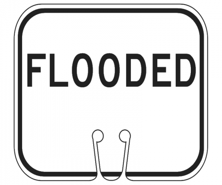 Top Sign for safety cones, White, Flooded