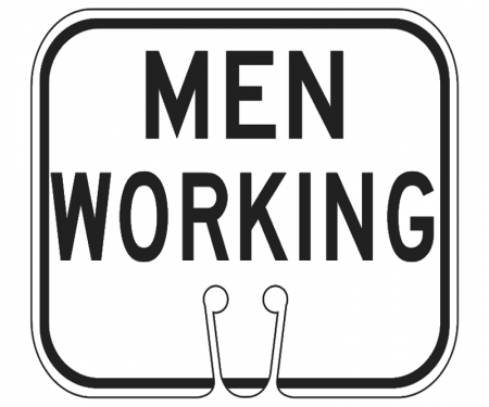 Top Sign for safety cones, White, Men Working