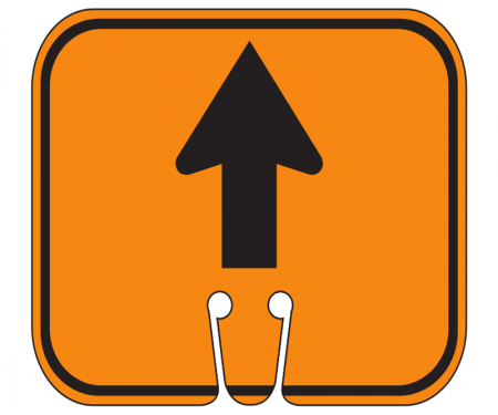 Top Sign for safety cones, orange, One Way