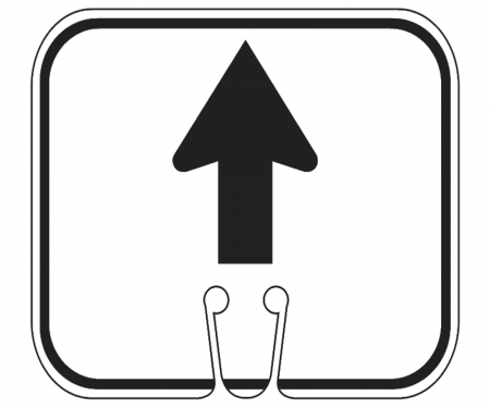 Top Sign for safety cones, White, One Way