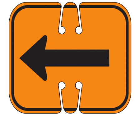 Top Sign for safety cones, orange,Reversible,Left Arrow