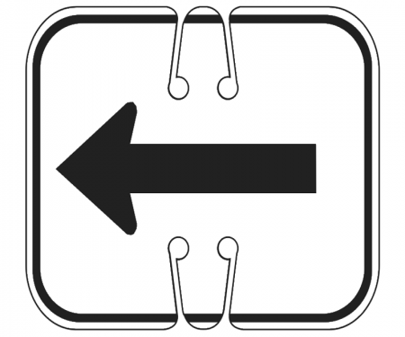 Top Sign for safety cones, White, Reversible Left