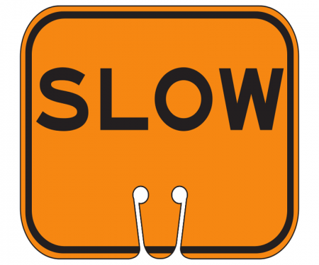 Top Sign for safety cones, orange,Slow