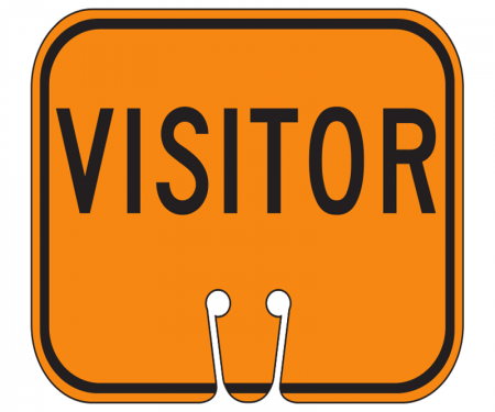 Top Sign for safety cones, orange, Visitor
