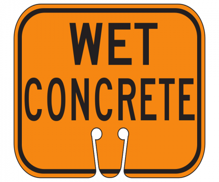 Top Sign for safety cones, orange, Wet Concrete