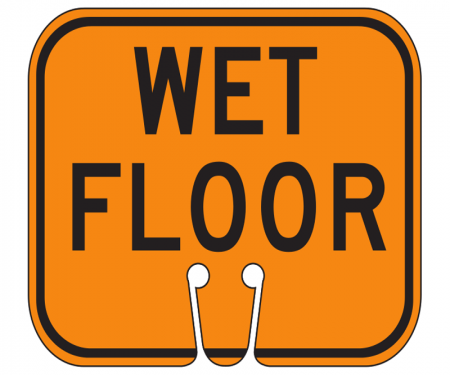 Top Sign for safety cones, orange, Wet Floor
