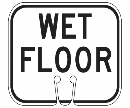 Top Sign for safety cones, White, Wet Floor