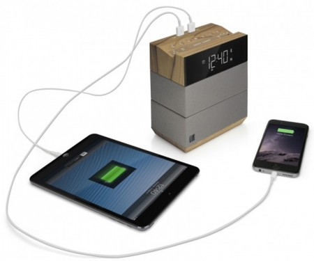 Wood sound rise hotel with charging usb alarm clock