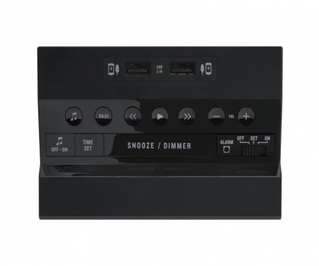 Top part of black sound rise hotel alarm clock