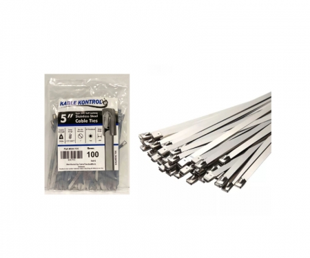 Kable Kontrol Stainless Steel Metal Zip Ties - 5 Long - 200 lbs Tensile Strength - 100 Pcs / Pack ssct05