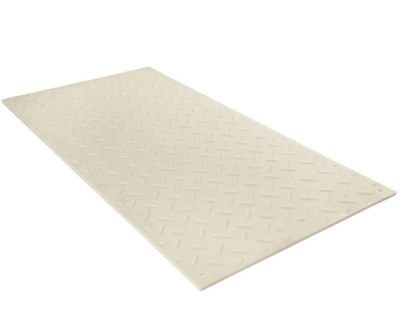 Clear white standard ground protection alturnamat with diamond tread, dimension include 2' x 4', 3' x 6', and 4' x 8'