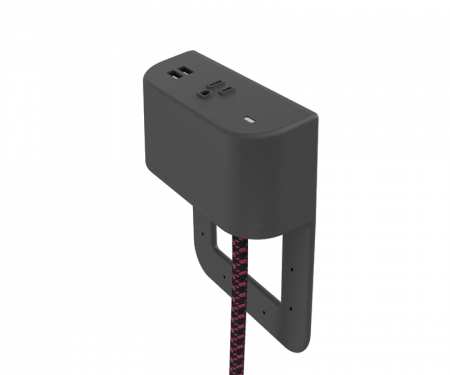 Tully in furniture charging hub 2 inch tail black plastic with zigzag black and berry cord Tully in furniture charging hub 2 inch tail black plastic with zigzag black and berry cord