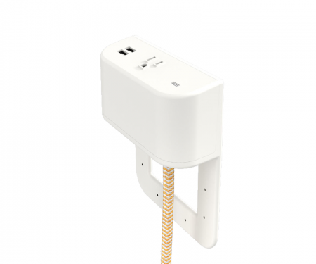 Tully in furniture charging hub 2 inch tail white plastic with chevron honey and white cord Tully in furniture charging hub 2 inch tail white plastic with chevron honey and white cord