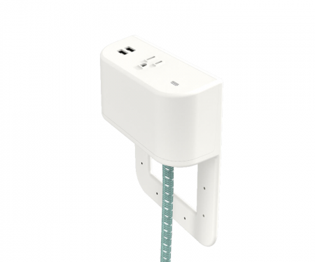 Tully in furniture charging hub 2 inch tail white plastic with dusk and pinstripe cord Tully in furniture charging hub 2 inch tail white plastic with dusk and pinstripe cord