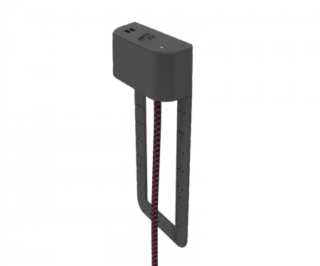 Tully in furniture charging hub 9 inch tail black plastic with zigzag black and berry cord Tully in furniture charging hub 9 inch tail black plastic with zigzag black and berry cord