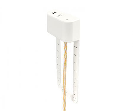 Tully in furniture charging hub 9 inch tail white plastic with chevron honey and white cord Tully in furniture charging hub 9 inch tail white plastic with chevron honey and white cord