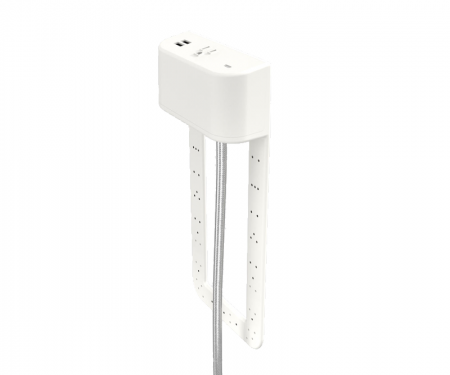 Tully in furniture charging hub 9 inch tail white plastic with silver braided cord Tully in furniture charging hub 9 inch tail white plastic with silver braided cord