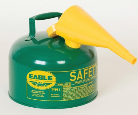 ui-20-fsg eagle safety can with funnel type 1 combustibles can 2 gallon green ui-20-fsg eagle safety can with funnel type 1 combustibles can 2 gallon green