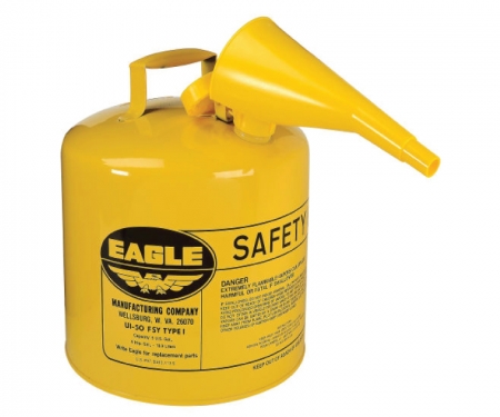 ui-50-fsy eagle safety can with funnel type 1 diesel can 5 gallon yellow ui-50-fsy eagle safety can with funnel type 1 diesel can 5 gallon yellow