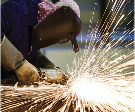 Weld Wrap in use in welding shop