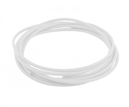 Rolled up cut lengths of 2:1 heat shrink tubing, White