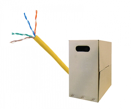 bulk box of yellow cat rj45 network cable