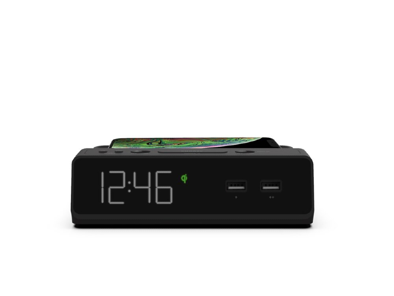 NonStop™ Station W Alarm Clock with QI Wireless Charging and Dual USB