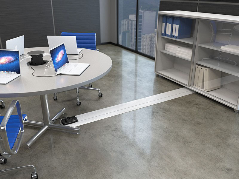 3.7" Wide Connectrac On Floor Powered Wire Ways