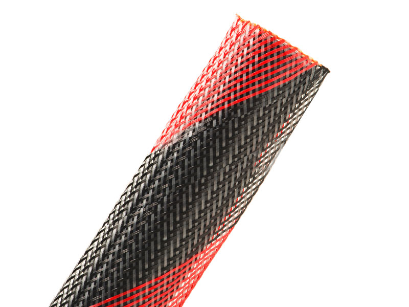 30ft PET Expandable Braided Sleeving Flexo Wire Cable Sleeve 3/5, Red&Black