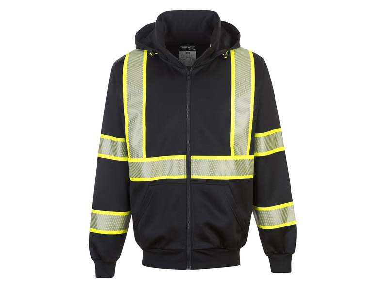 Portwest UB315 Reflective Hi-Vis Yellow Two-Tone Safety Work Zipped Hoodie ANSI 