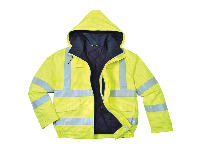 Portwest UC466 HiVis Reflective Bomber Rain Jacket with Waterproof Taped Seams 