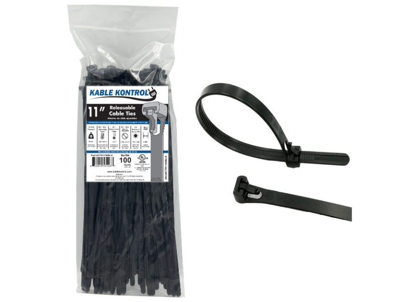 11 Inch Black Zip Ties | Bulk 11 Cable Ties