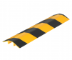 Black and yellow aluminum cable hose protector with 36" length, 2.5" width, and 1.25" height