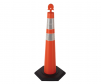 Cortina orange stacker round top channelizer cone with (6) 4 inch reflective collar, 15 lb hexagon base, and 36 inch height
