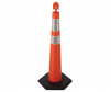 Cortina orange stacker round top channelizer cone with (6) 4 inch reflective collar, 15 lb hexagon base, and 42 inch height