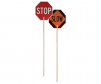 Cortina stop and slow hand held traffic sign with 18 - 24 inch plastic aluminum sign with 72 inch wood handle, no sheeting made with engineer grade high intensity prismatic