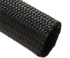 Black multi-filament nylon braided sleeving close up 