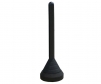 black plastic bollard post mounted on heavy black rubber base