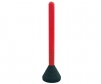 red plastic bollard post mounted on heavy black rubber base